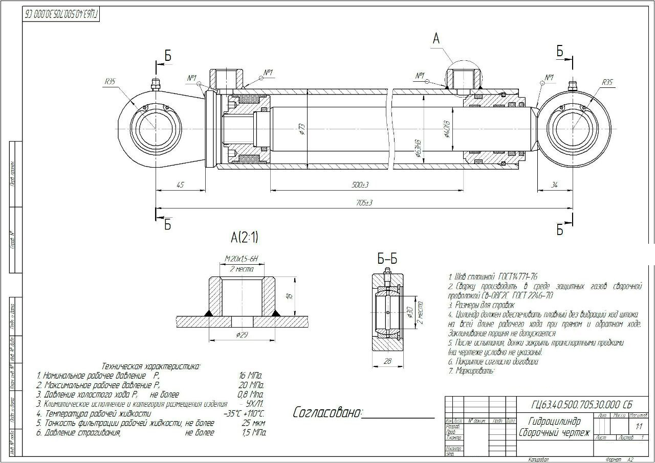 Гидроцилиндр Гц 63.40.500.705.30