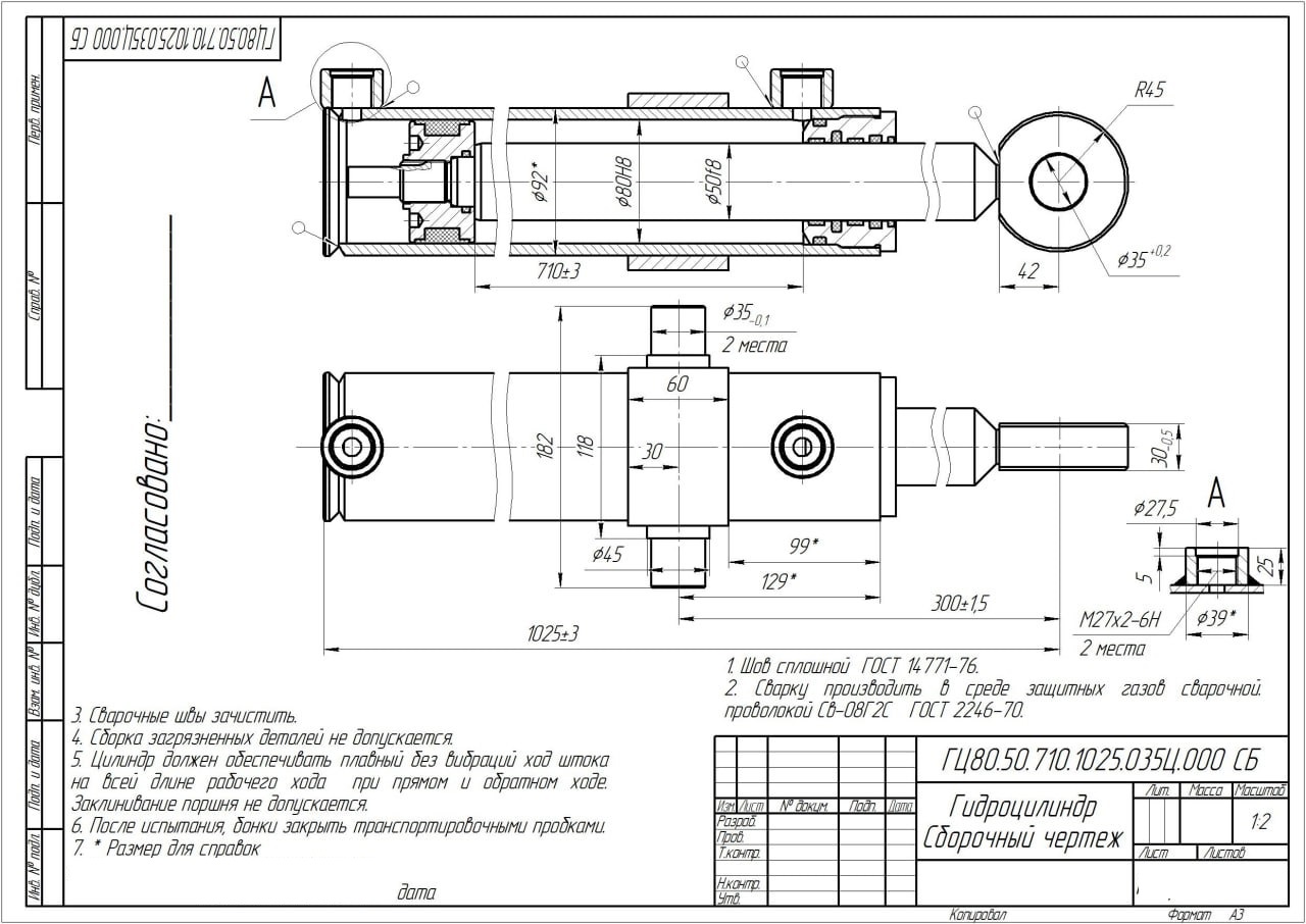 Гидроцилиндр Гц 80.50.710.1025